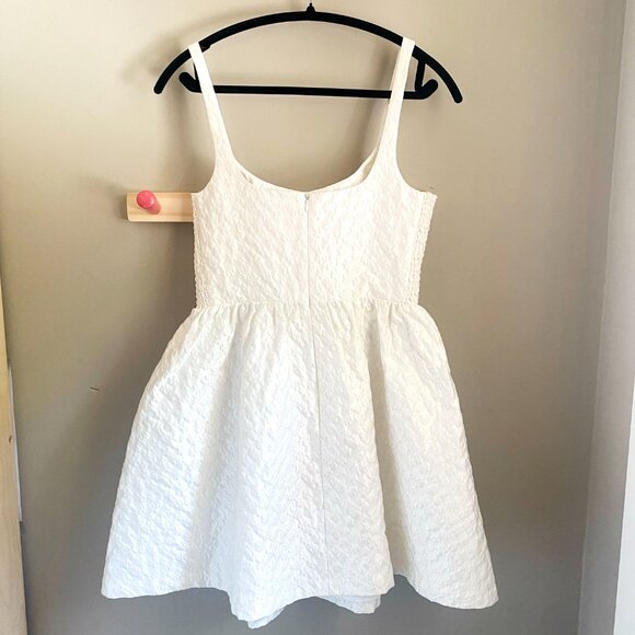 Revolve NWOT Amanda Uprichard White Satin Jacquard Mabel Fit + Flare Dress - Picture 6 of 11